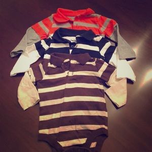 3 boys 6-9 month polo one pieces